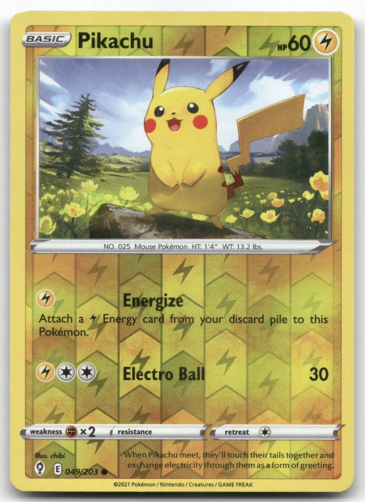Pikachu Common SWSH07: Evolving Skies 049/203 NM
