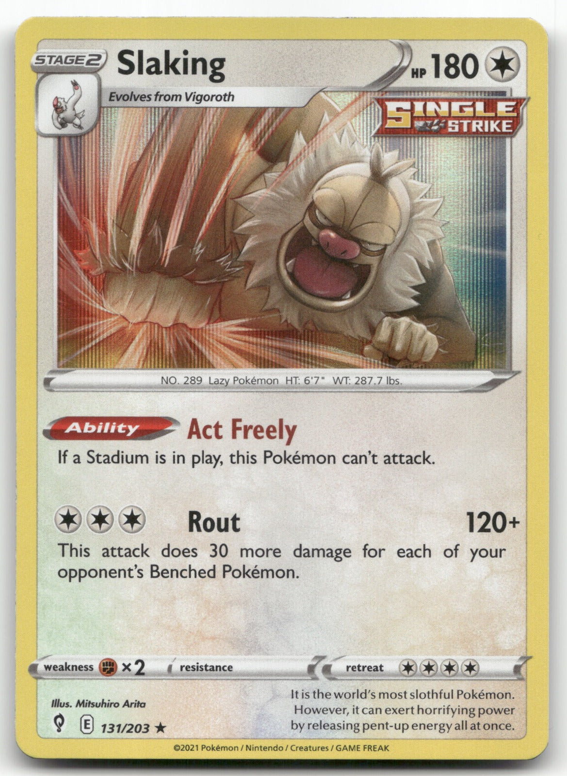 Slaking Holo Rare SWSH07: Evolving Skies 131/203 NM