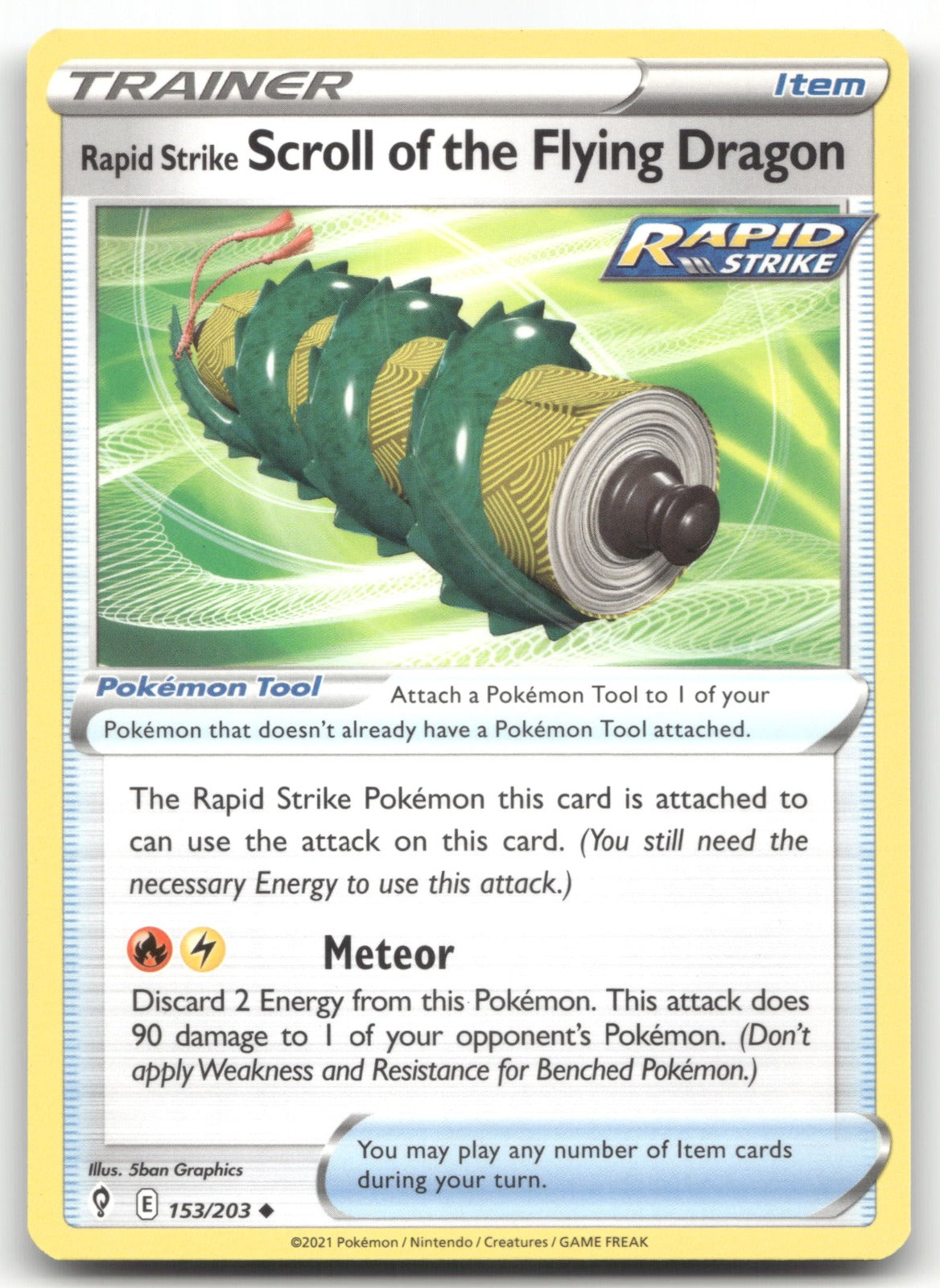 Rapid Strike Scroll of the Flying Dragon Uncommon SWSH07: Evolving Skies 153/203 NM