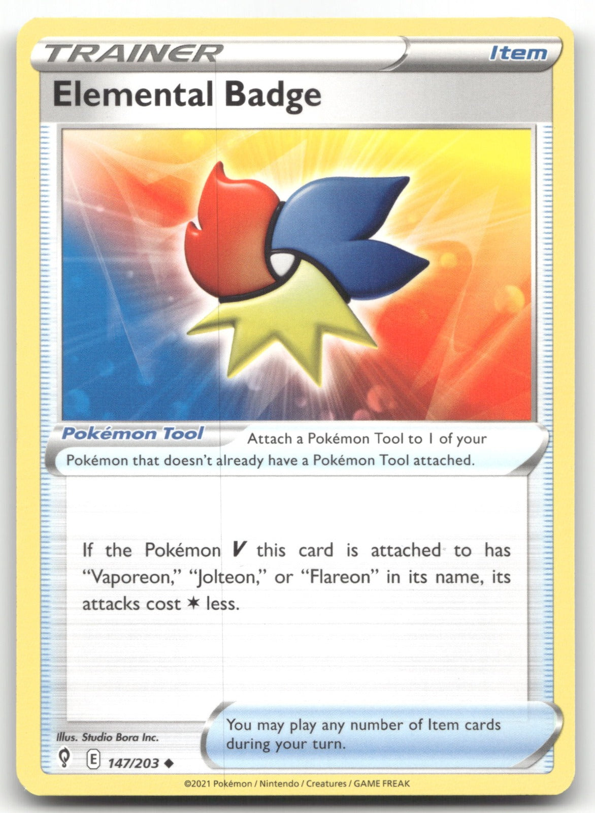 Elemental Badge Uncommon SWSH07: Evolving Skies 147/203 NM