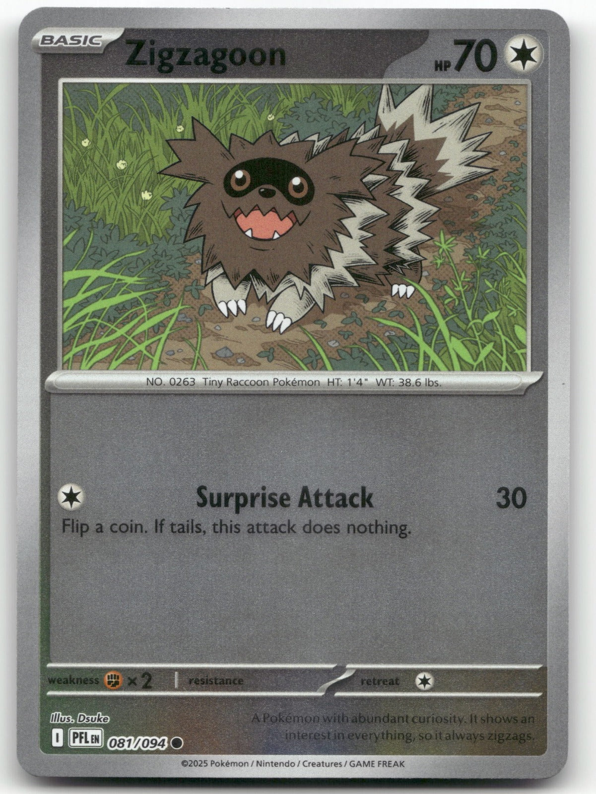 Zigzagoon Common ME02: Phantasmal Flames 081/094 NM