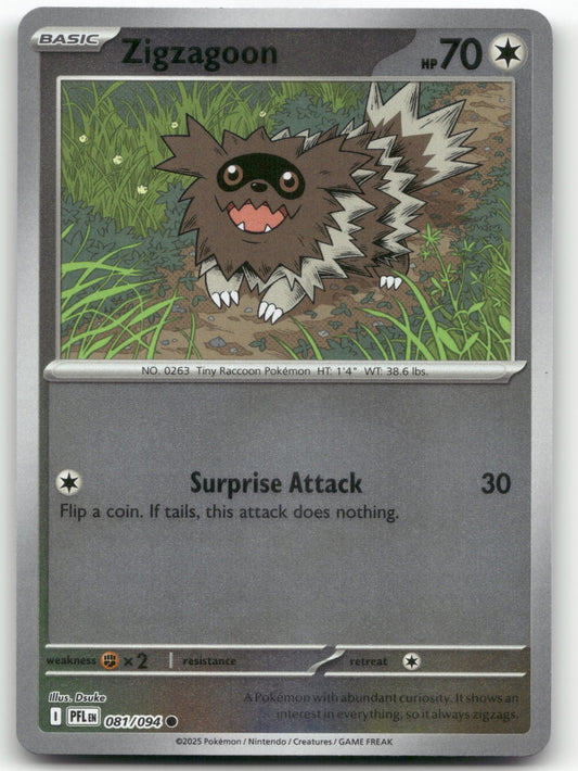 Zigzagoon Common ME02: Phantasmal Flames 081/094 NM
