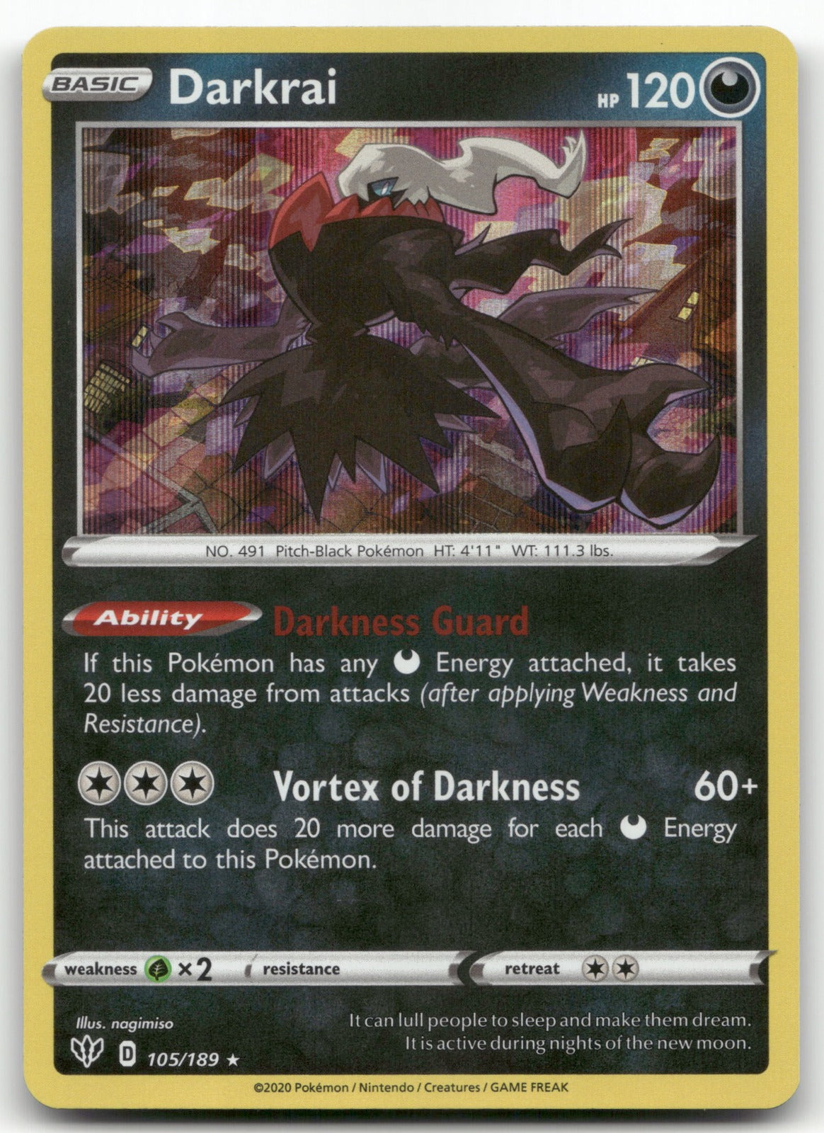 Darkrai Holo Rare SWSH03: Darkness Ablaze 105/189 NM