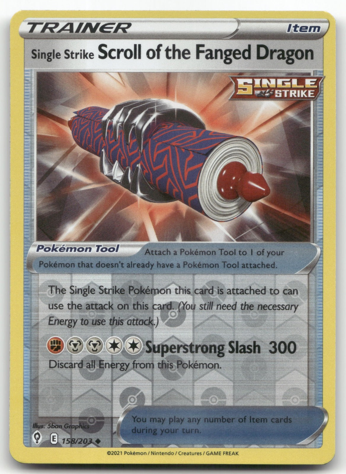 Single Strike Scroll of the Fanged Dragon Uncommon SWSH07: Evolving Skies 158/203 NM