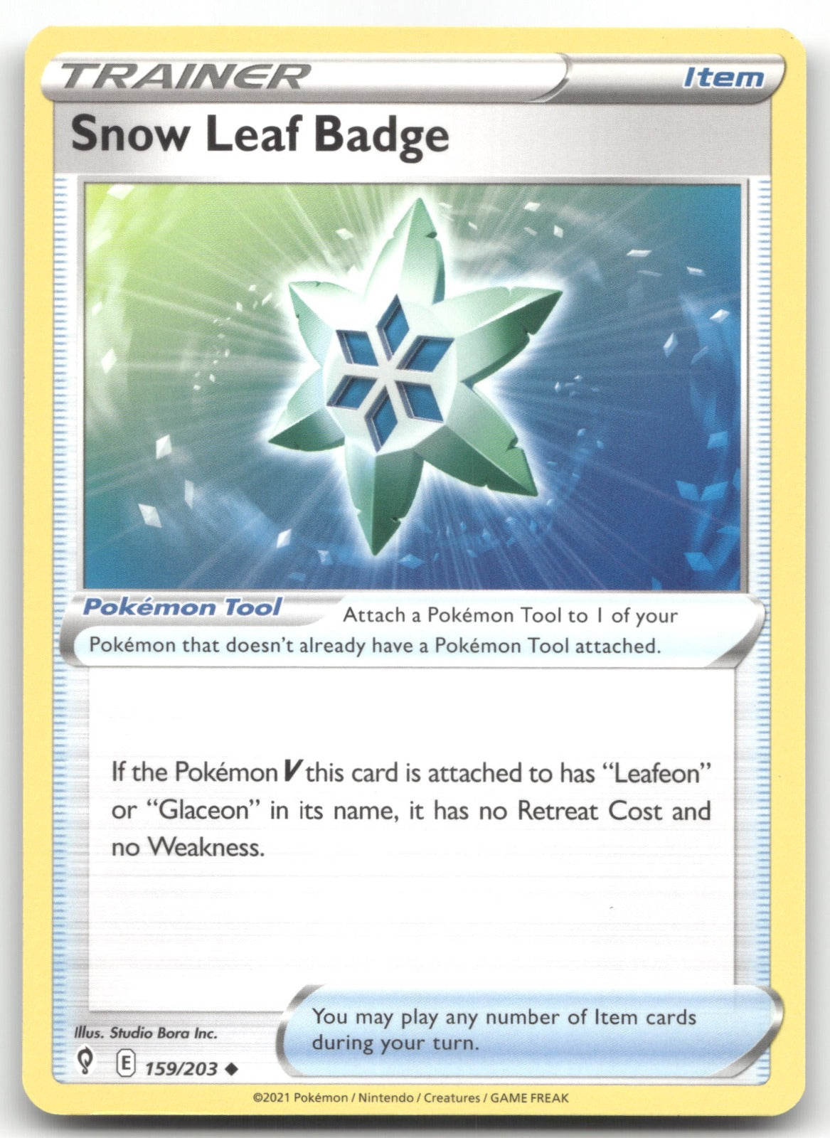 Snow Leaf Badge Uncommon SWSH07: Evolving Skies 159/203 NM