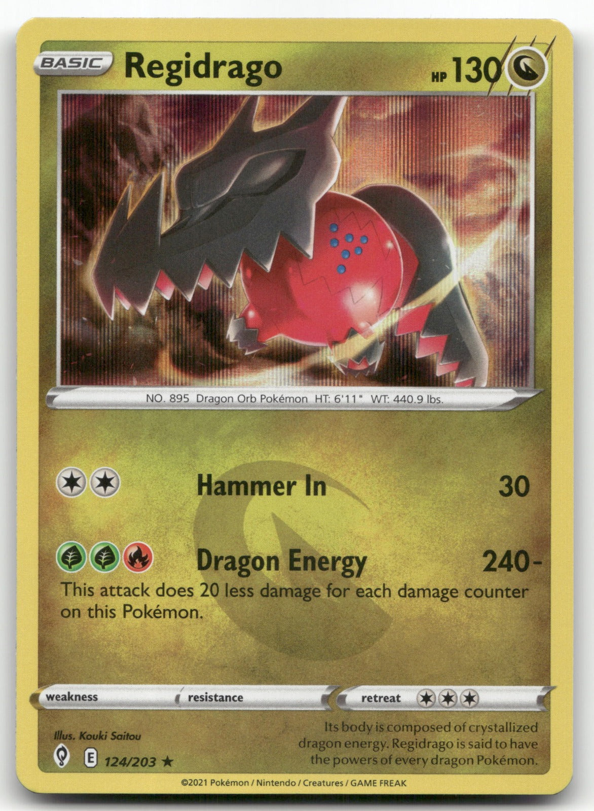 Regidrago Holo Rare SWSH07: Evolving Skies 124/203 NM