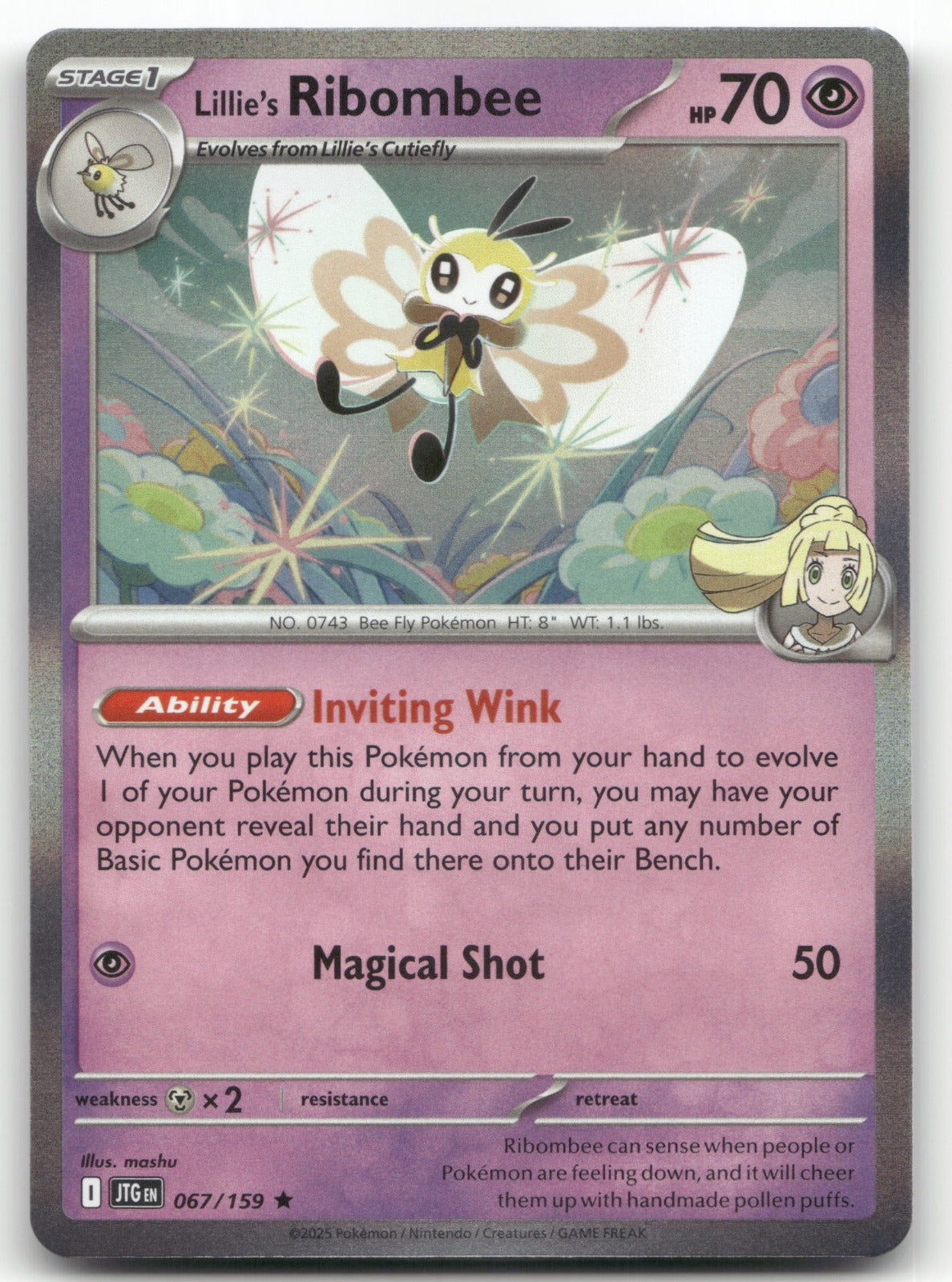 Lillie's Ribombee - Rare SV09: Journey Together 067/159 NM