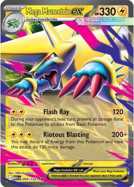 Mega Manectric ex Double Rare ME01: Mega Evolution 050/132 NM