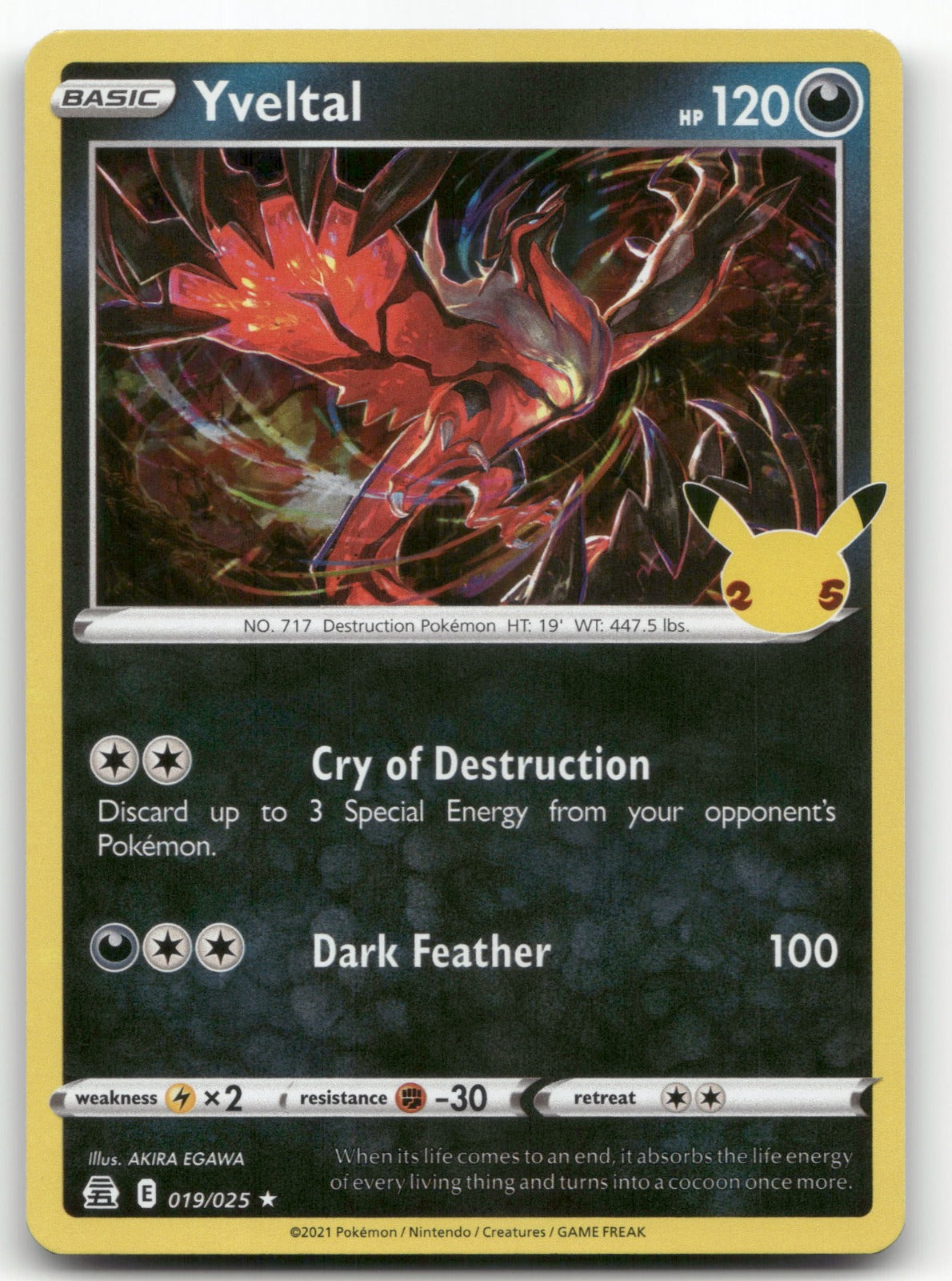 Yveltal Holo Rare Celebrations 019/025 NM