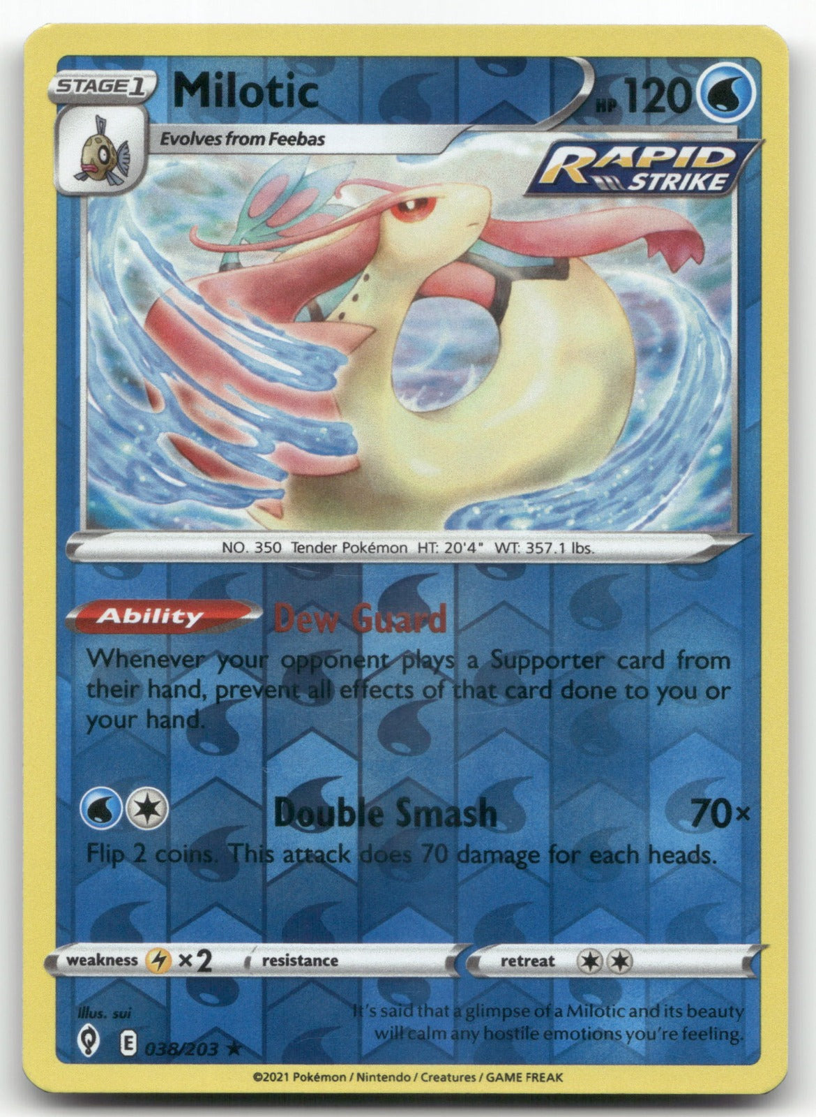 Milotic Rare SWSH07: Evolving Skies 038/203 NM