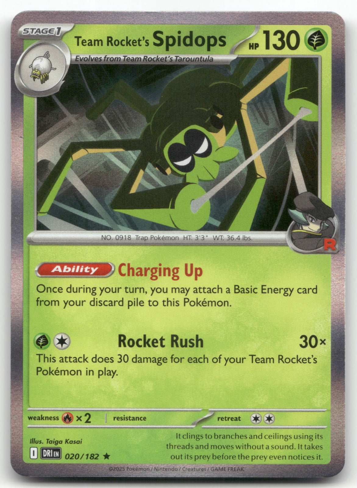 Team Rocket's Spidops - Rare SV10: Destined Rivals 020/182 NM