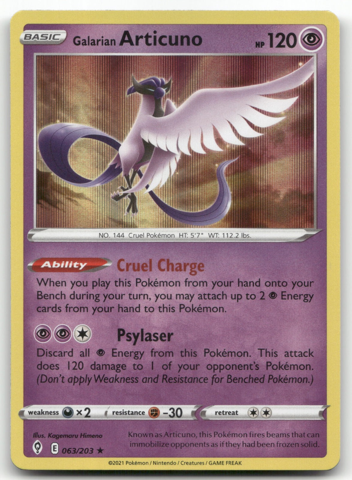 Galarian Articuno Holo Rare SWSH07: Evolving Skies 063/203 NM