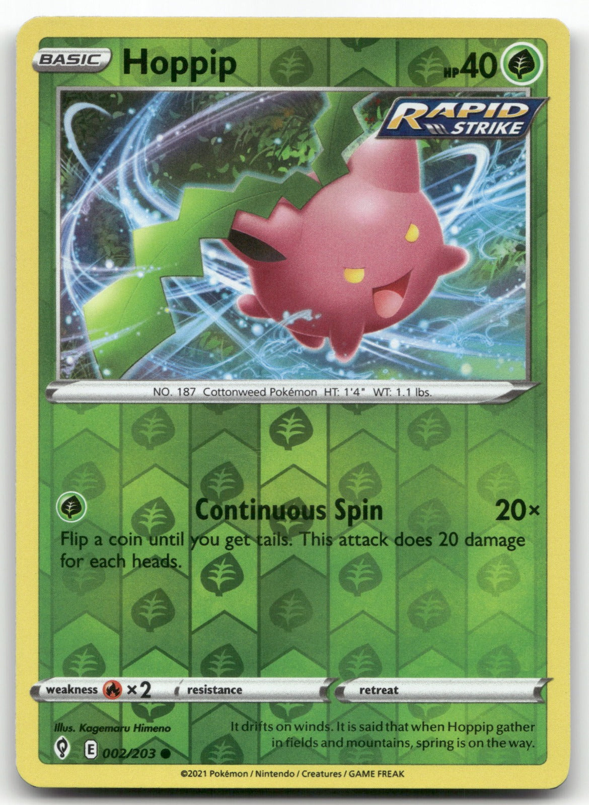 Hoppip Common SWSH07: Evolving Skies 002/203 NM