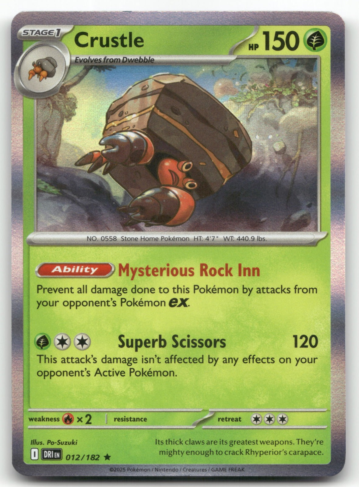Crustle - Rare SV10: Destined Rivals 012/182 NM