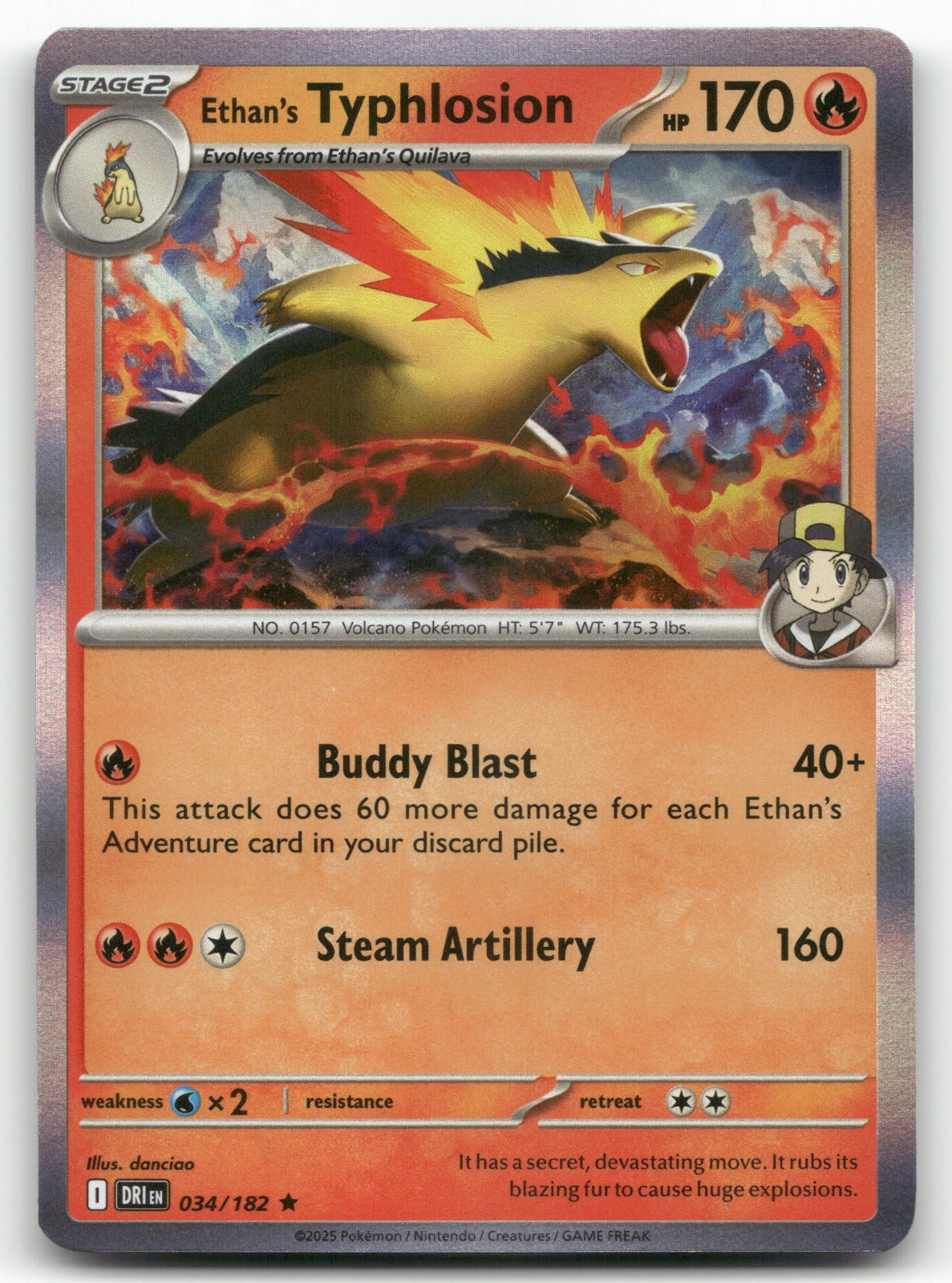 Ethan's Typhlosion Rare SV10: Destined Rivals 034/182 NM