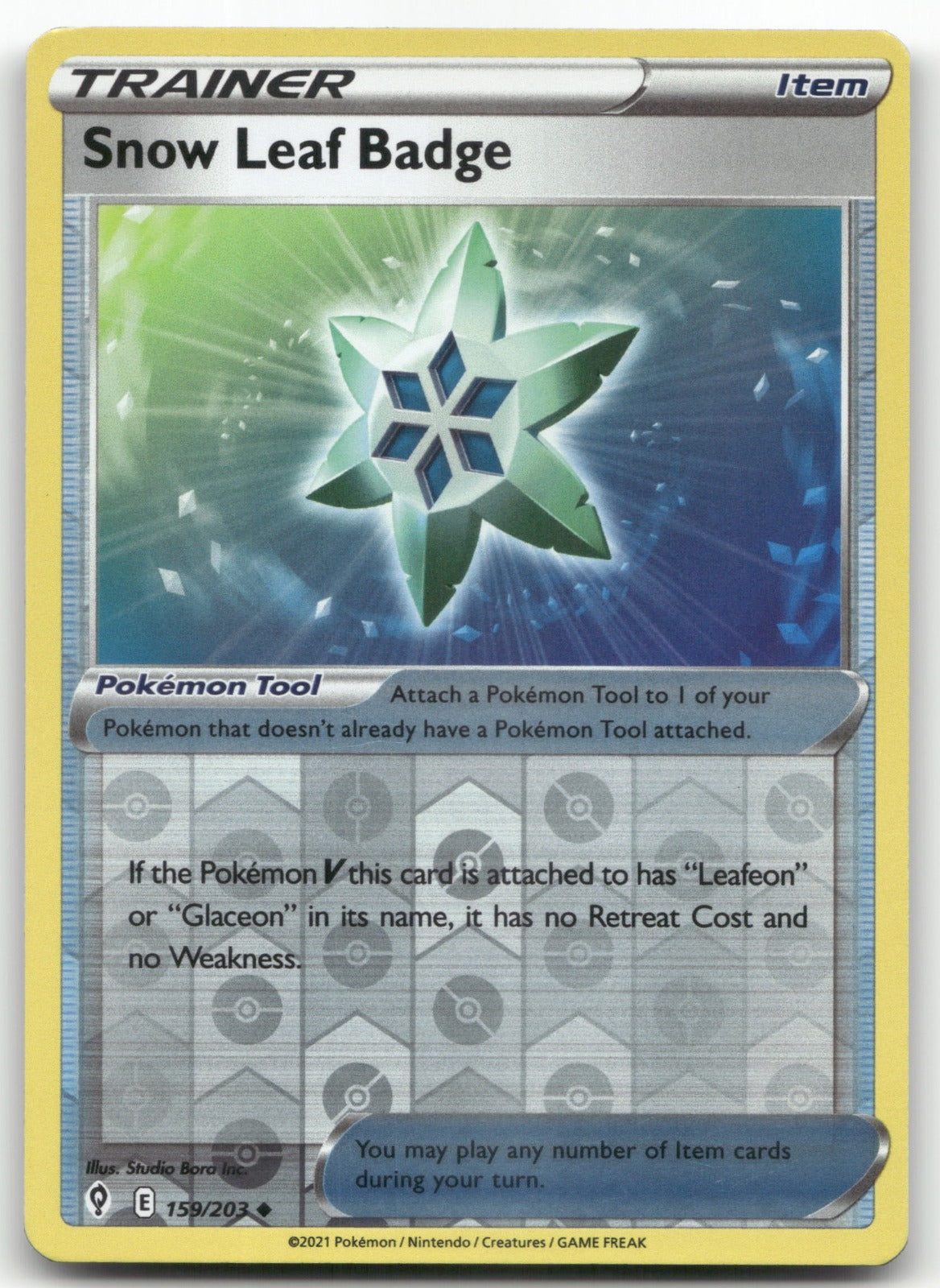 Snow Leaf Badge Uncommon SWSH07: Evolving Skies 159/203 NM