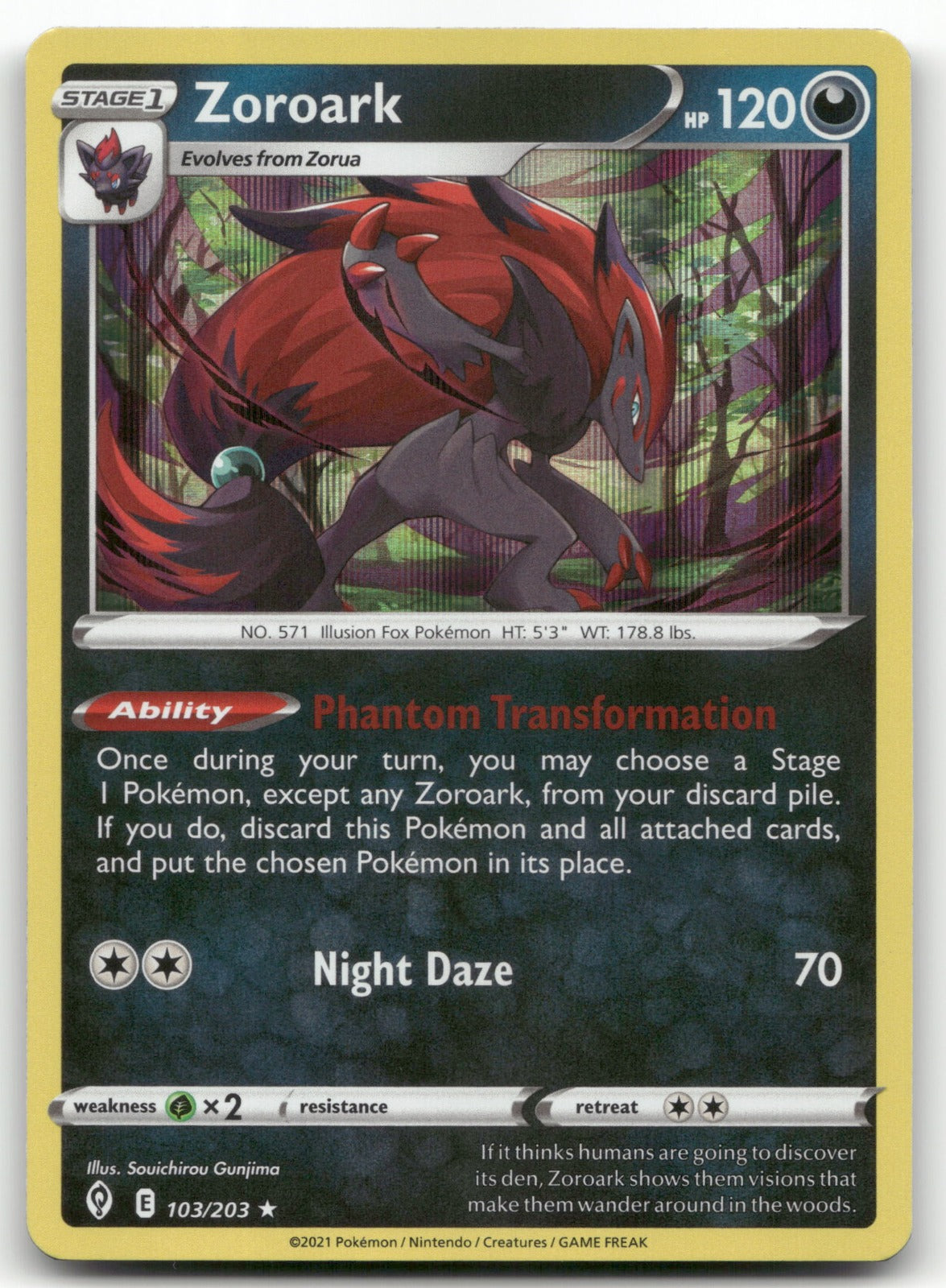 Zoroark Holo Rare SWSH07: Evolving Skies 103/203 NM