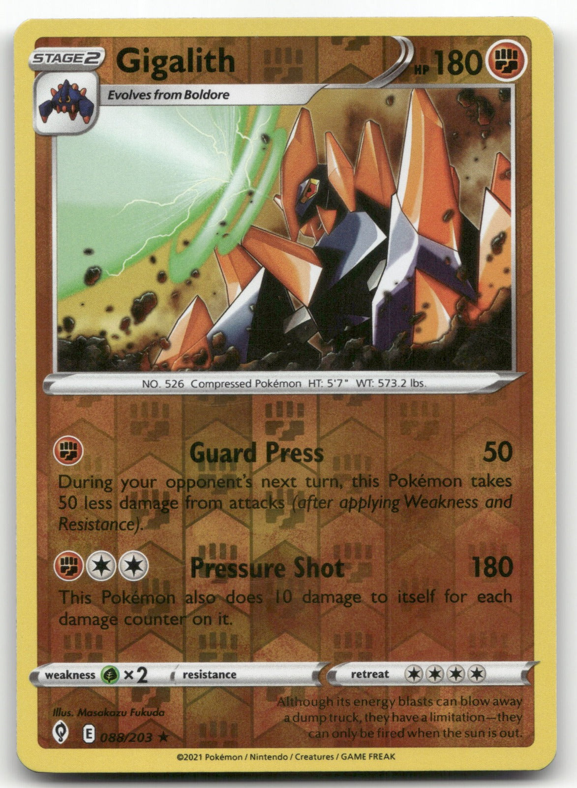 Gigalith Rare SWSH07: Evolving Skies 088/203 NM