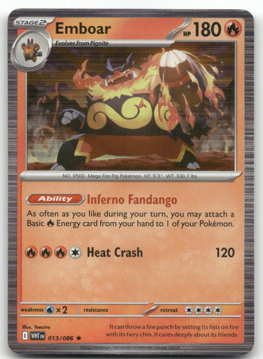 Emboar Rare SV: White Flare 013/086 NM