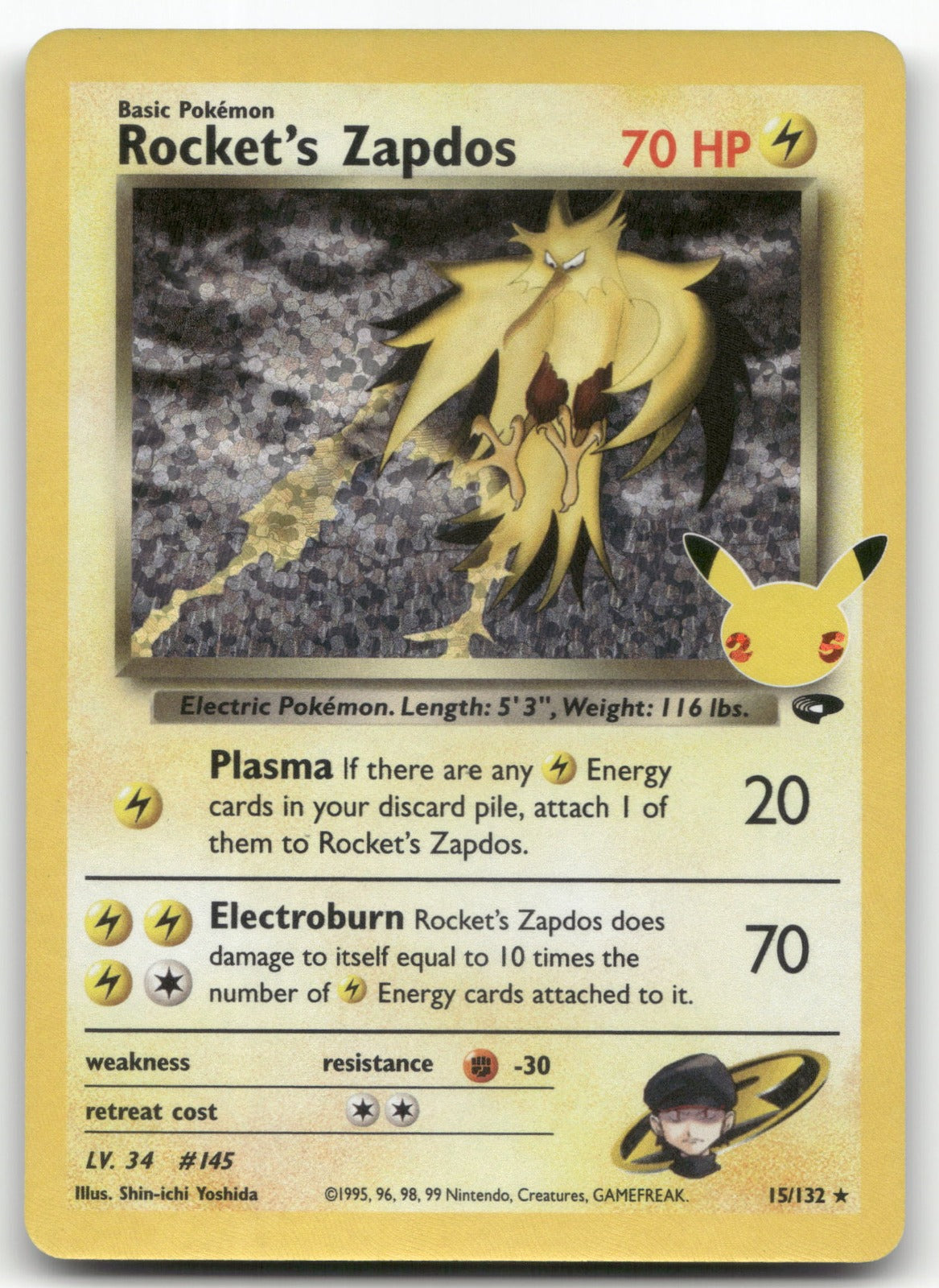 Rocket's Zapdos Classic Collection Celebrations: Classic Collection 15/132 NM