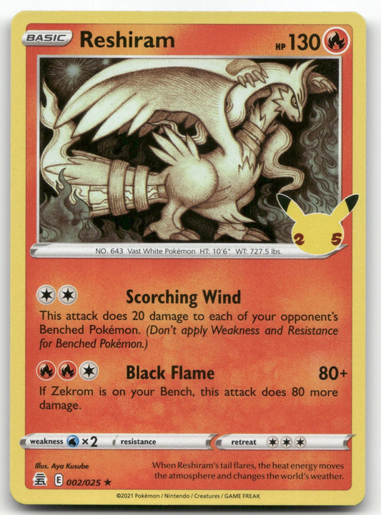 Reshiram Holo Rare Celebrations 002/025 NM