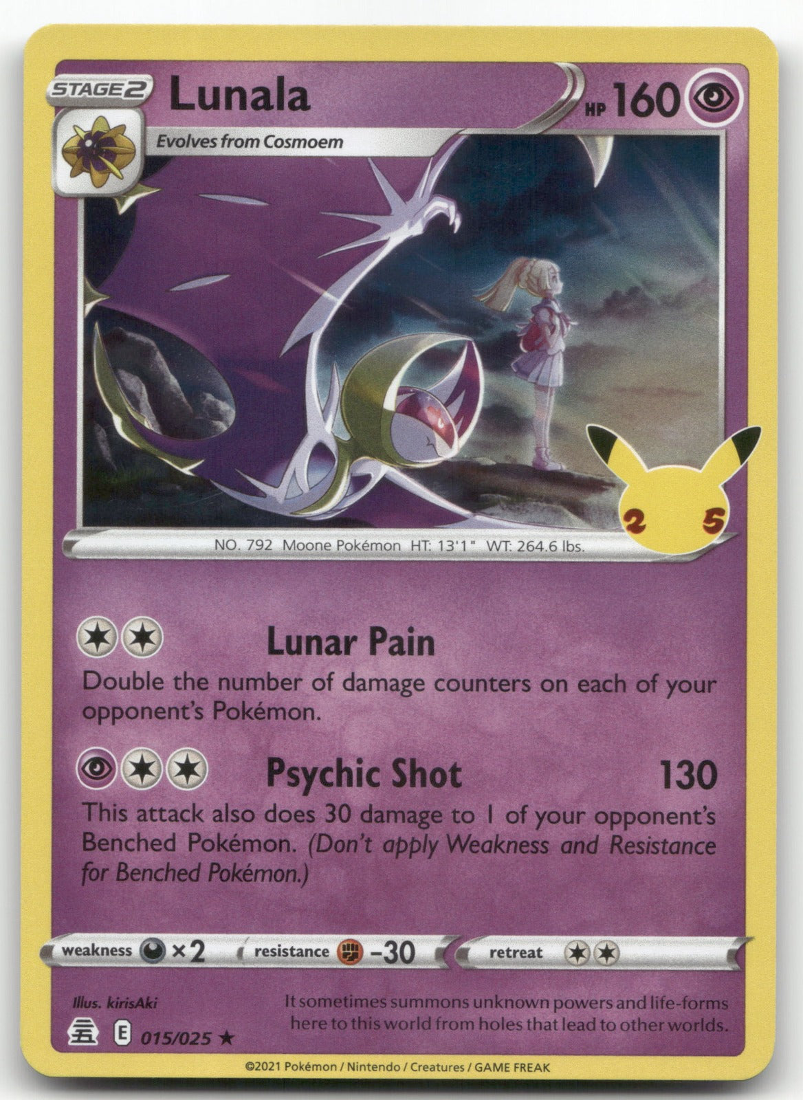 Lunala Holo Rare Celebrations 015/025 NM