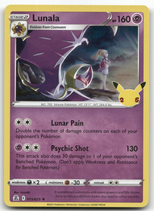 Lunala Holo Rare Celebrations 015/025 NM