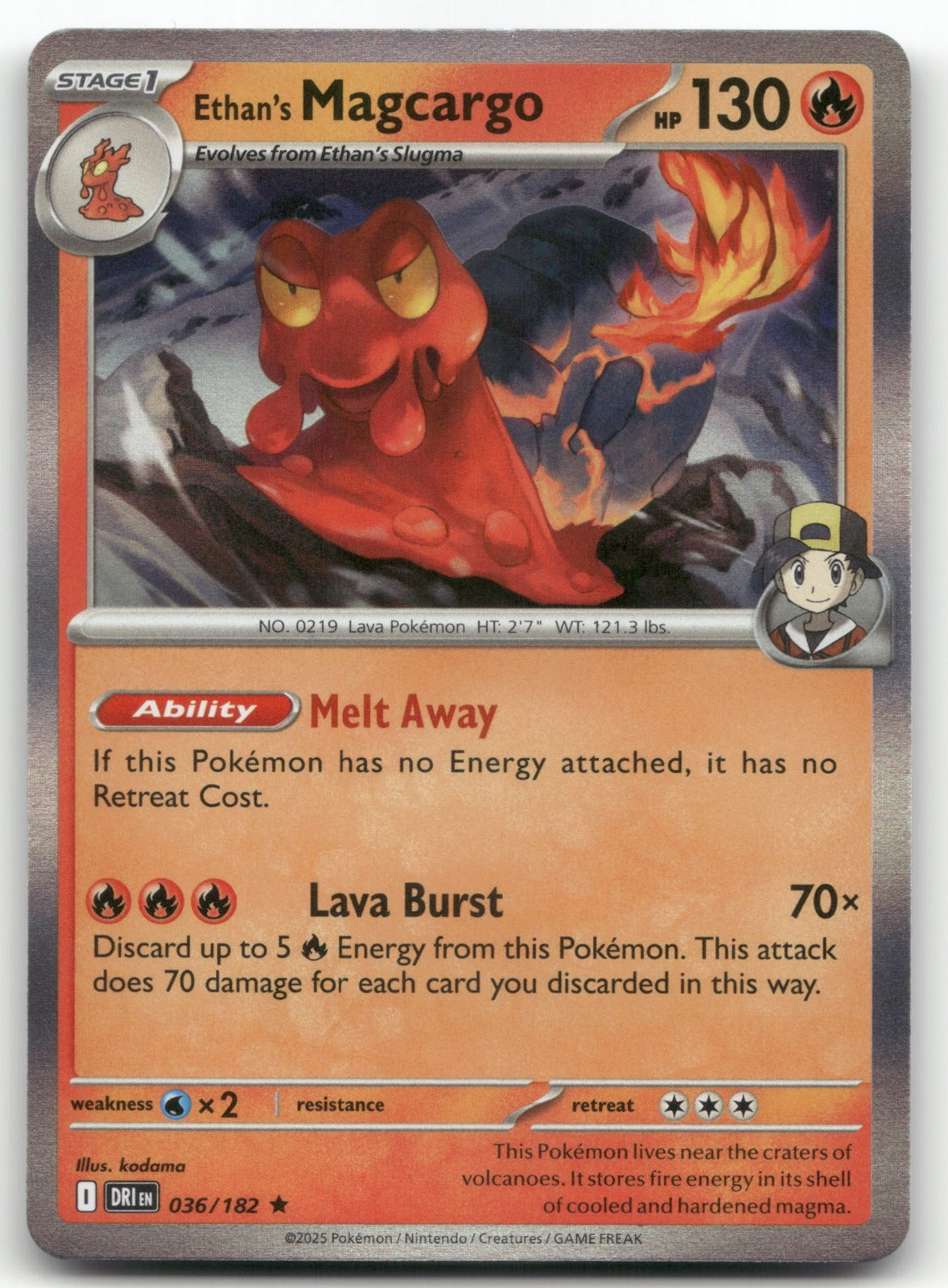 Ethan's Magcargo Rare SV10: Destined Rivals 036/182 NM