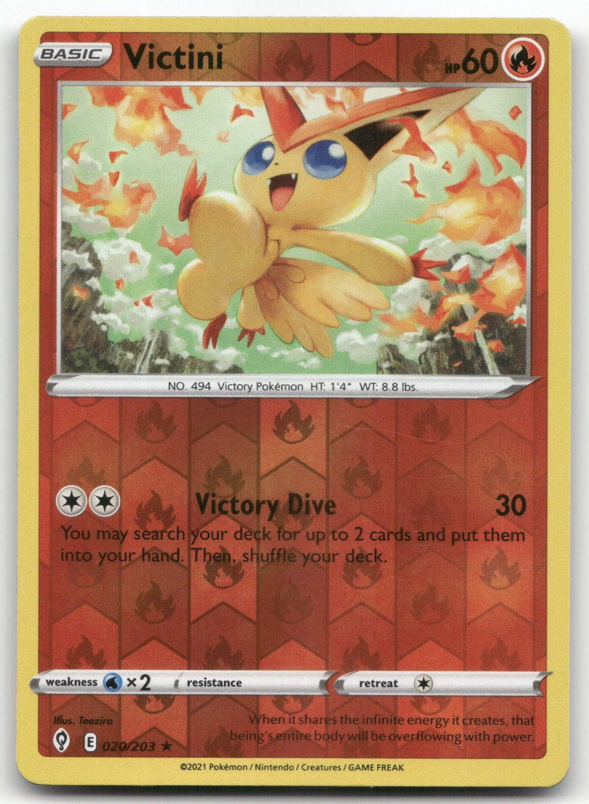 Victini Holo Rare SWSH07: Evolving Skies 020/203 NM