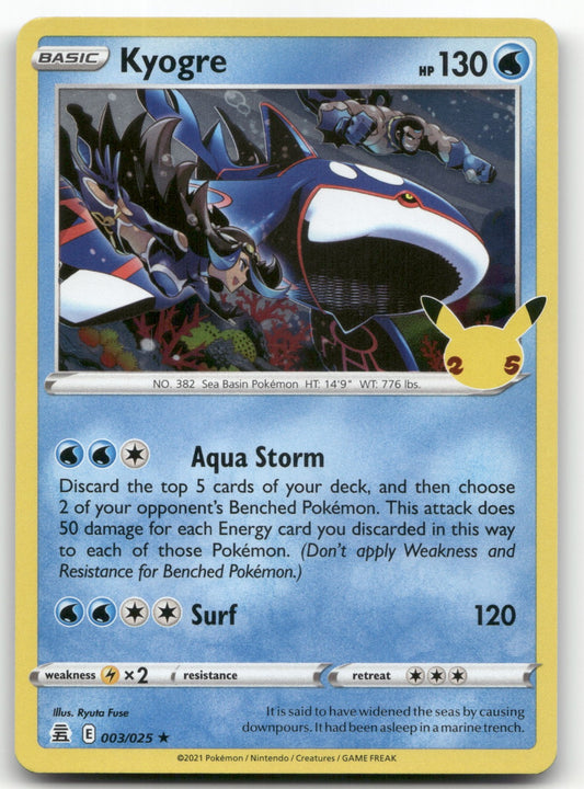Kyogre Holo Rare Celebrations 003/025 NM