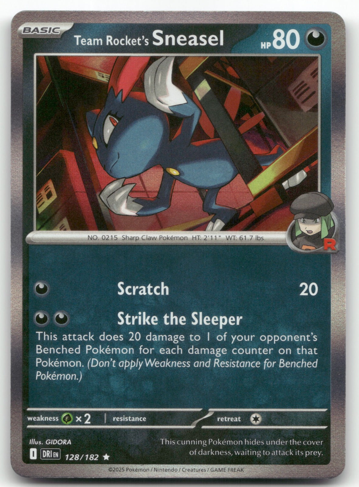 Team Rocket's Sneasel Rare SV10: Destined Rivals 128/182 NM