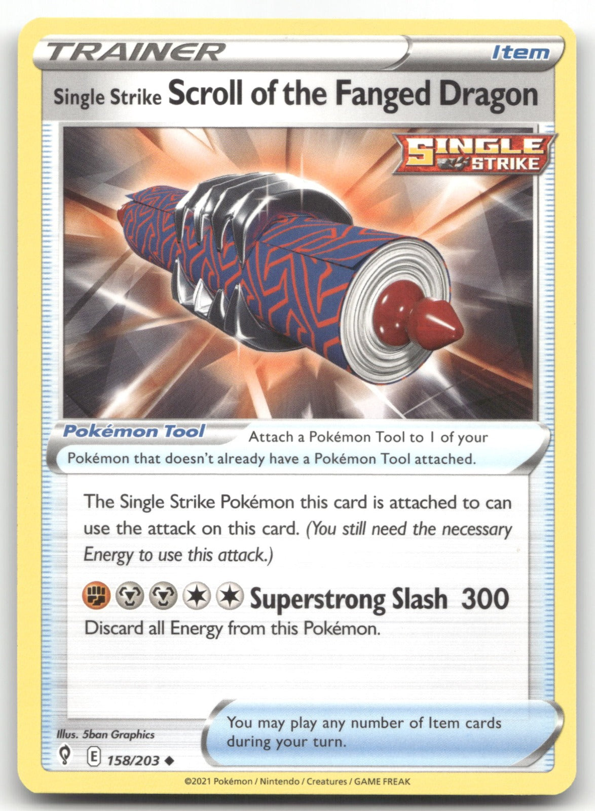 Single Strike Scroll of the Fanged Dragon Uncommon SWSH07: Evolving Skies 158/203 NM