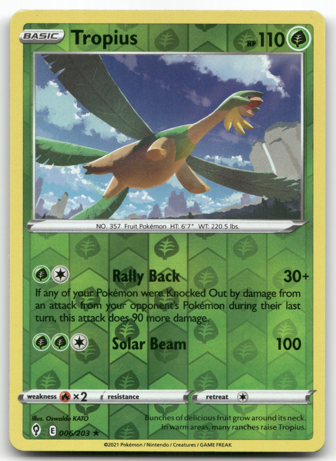 Tropius Rare SWSH07: Evolving Skies 006/203 NM